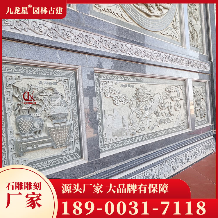 農村祠堂石材浮雕圖片